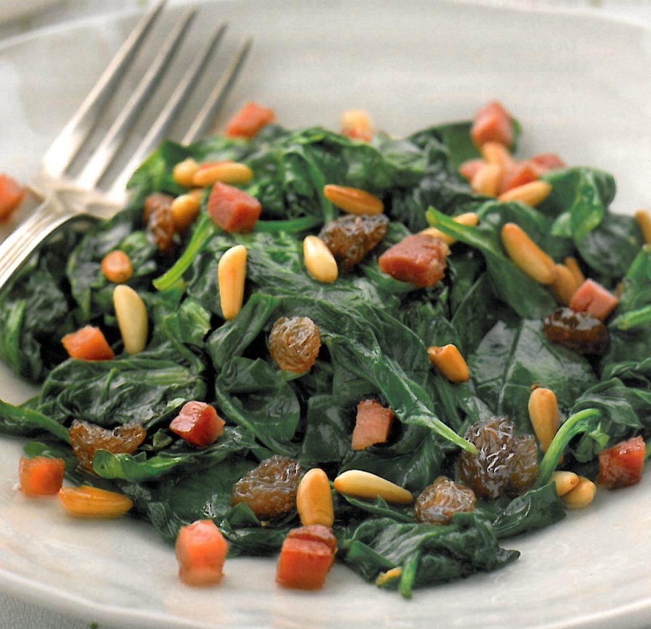 Spinach with Raisins and Pine Nuts